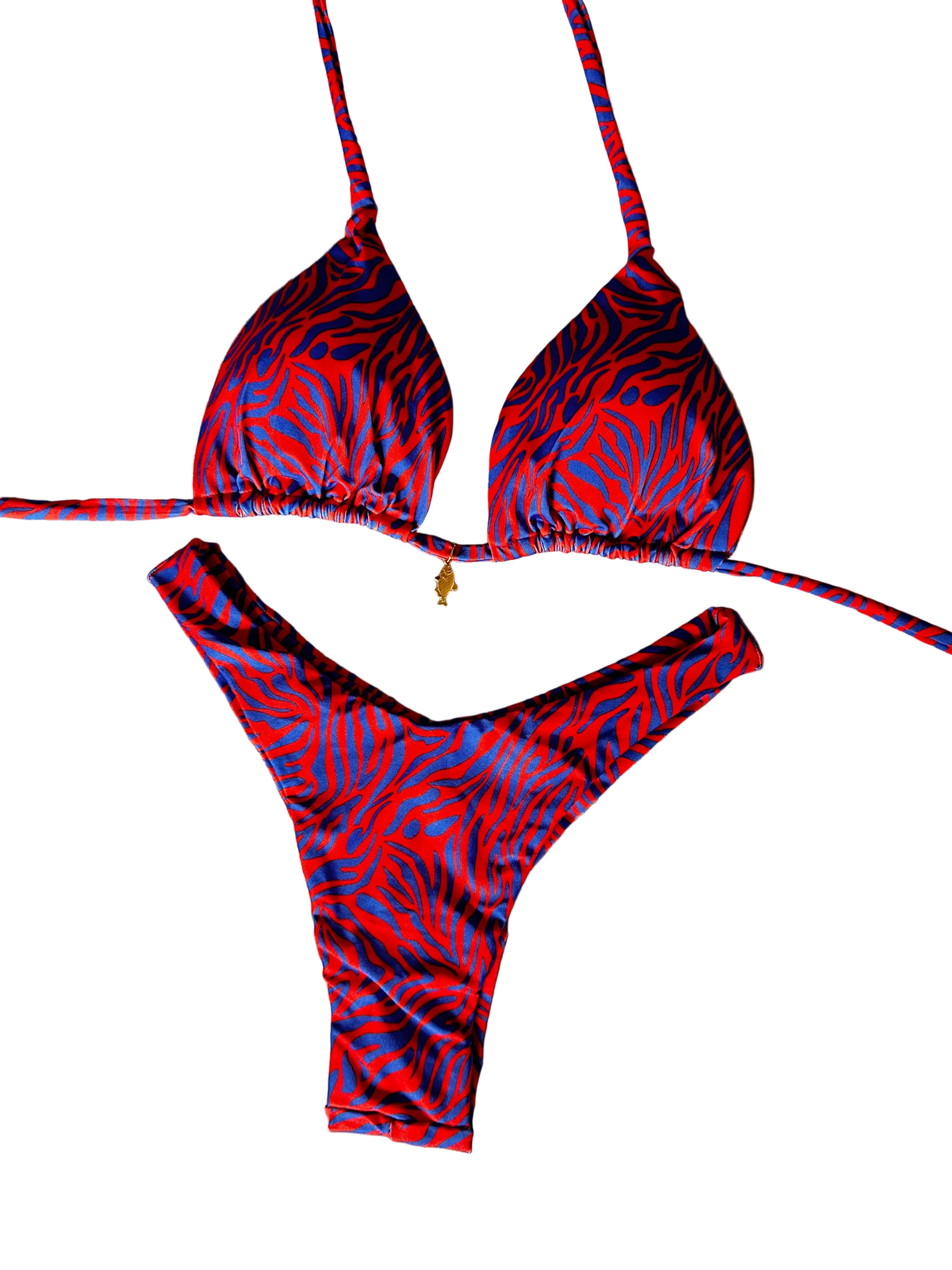 Páreo/Canga animal print azul e rosa