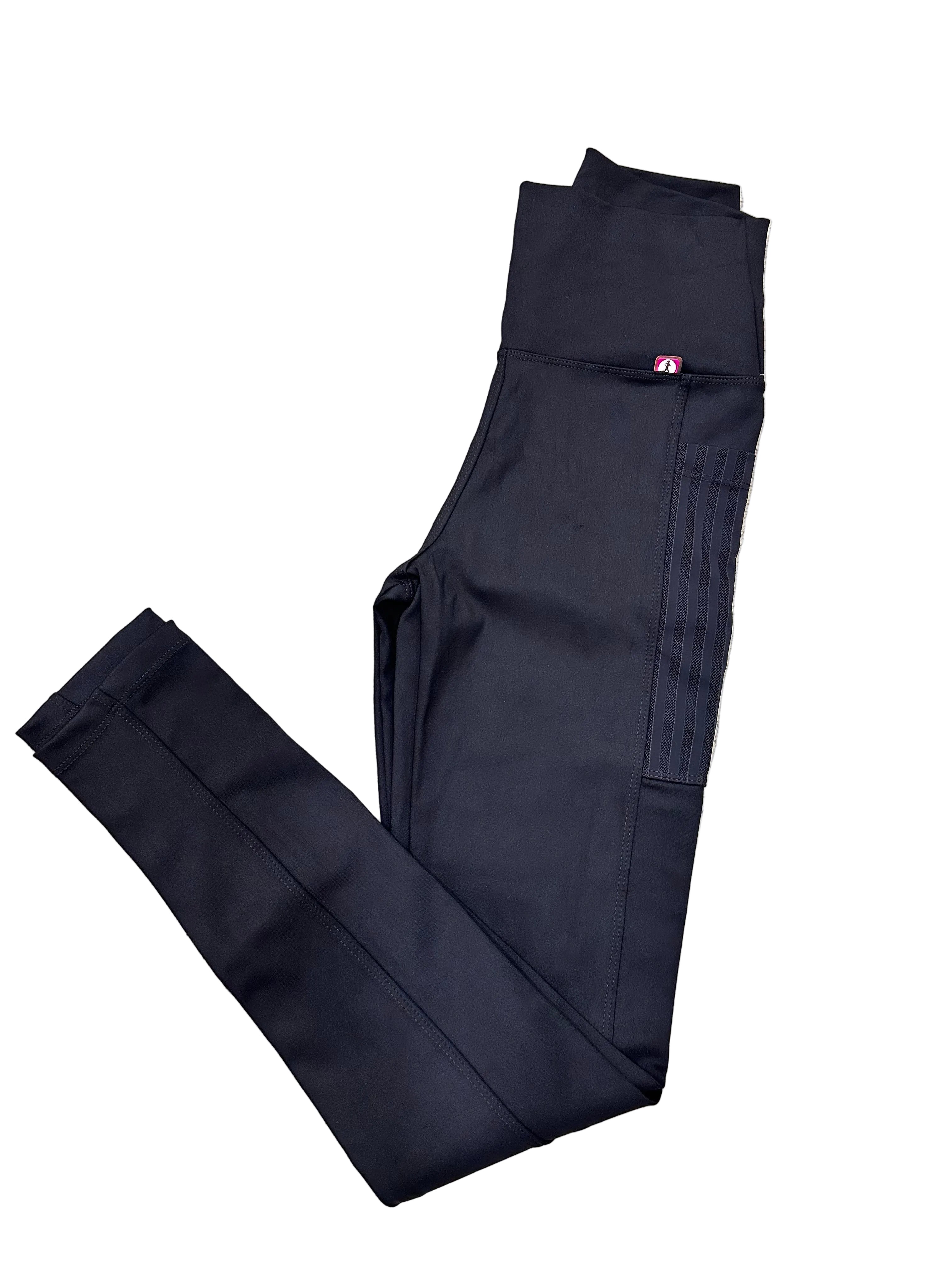 Legging preta lisa com bolsos rede