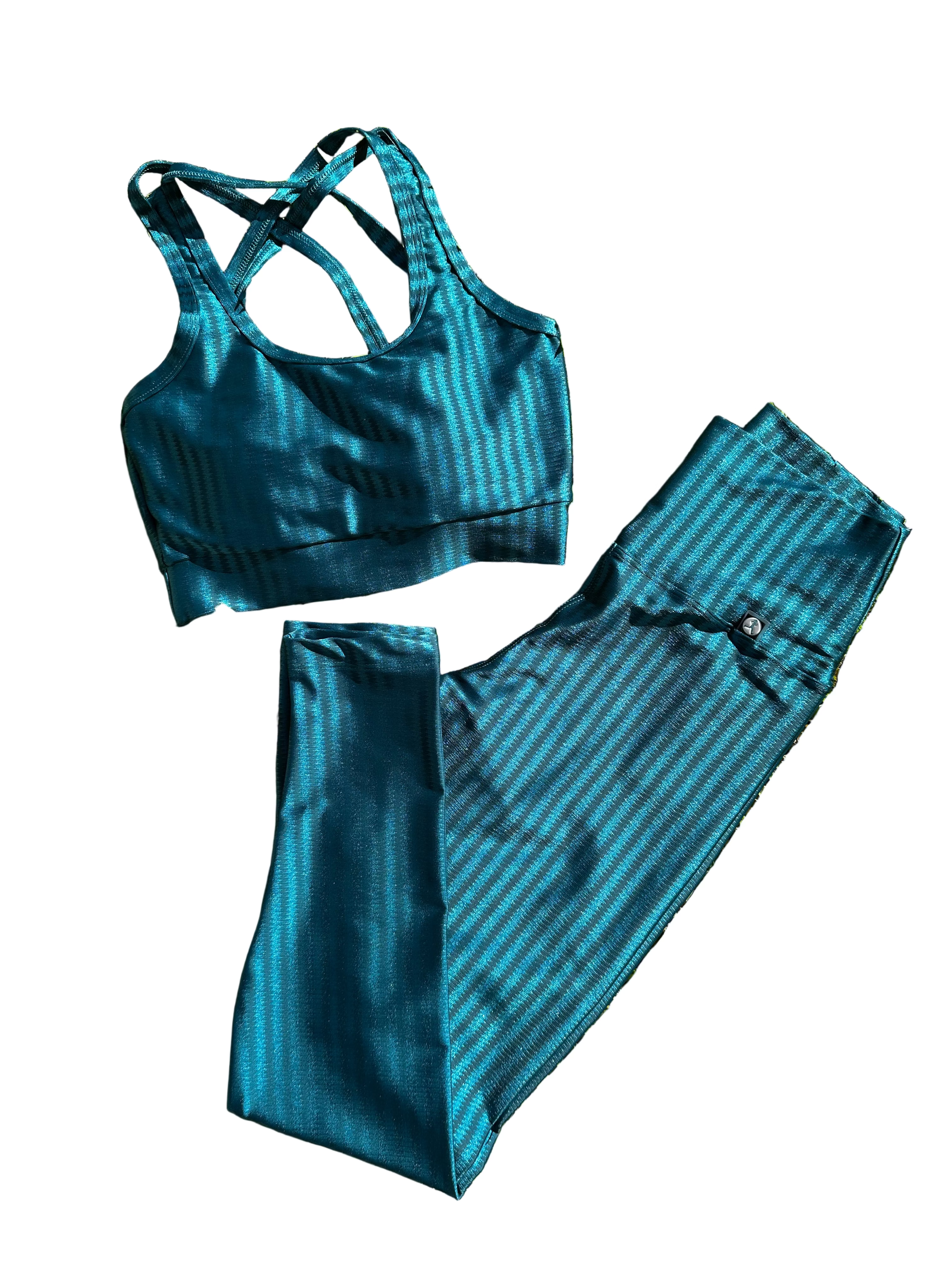 Legging azul acetinada