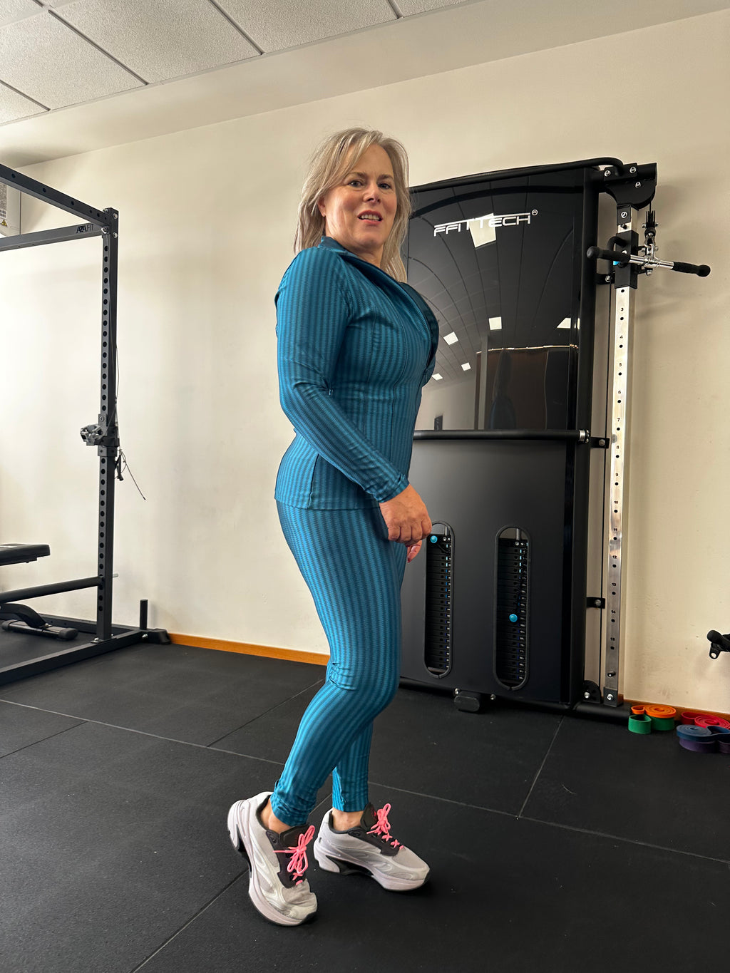 Legging azul acetinada