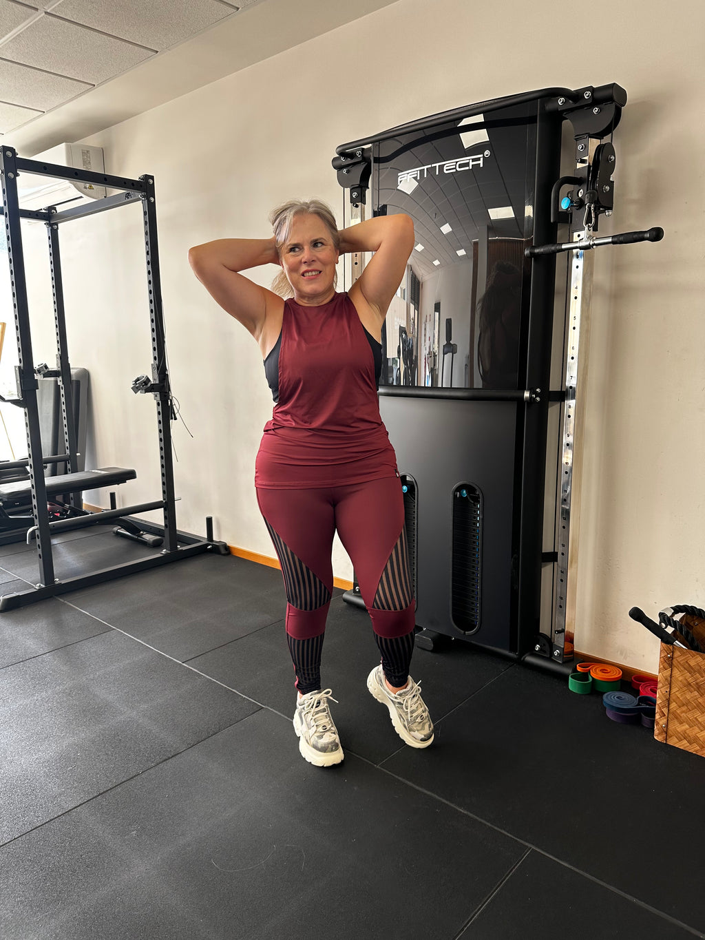 Legging com rede bordeaux