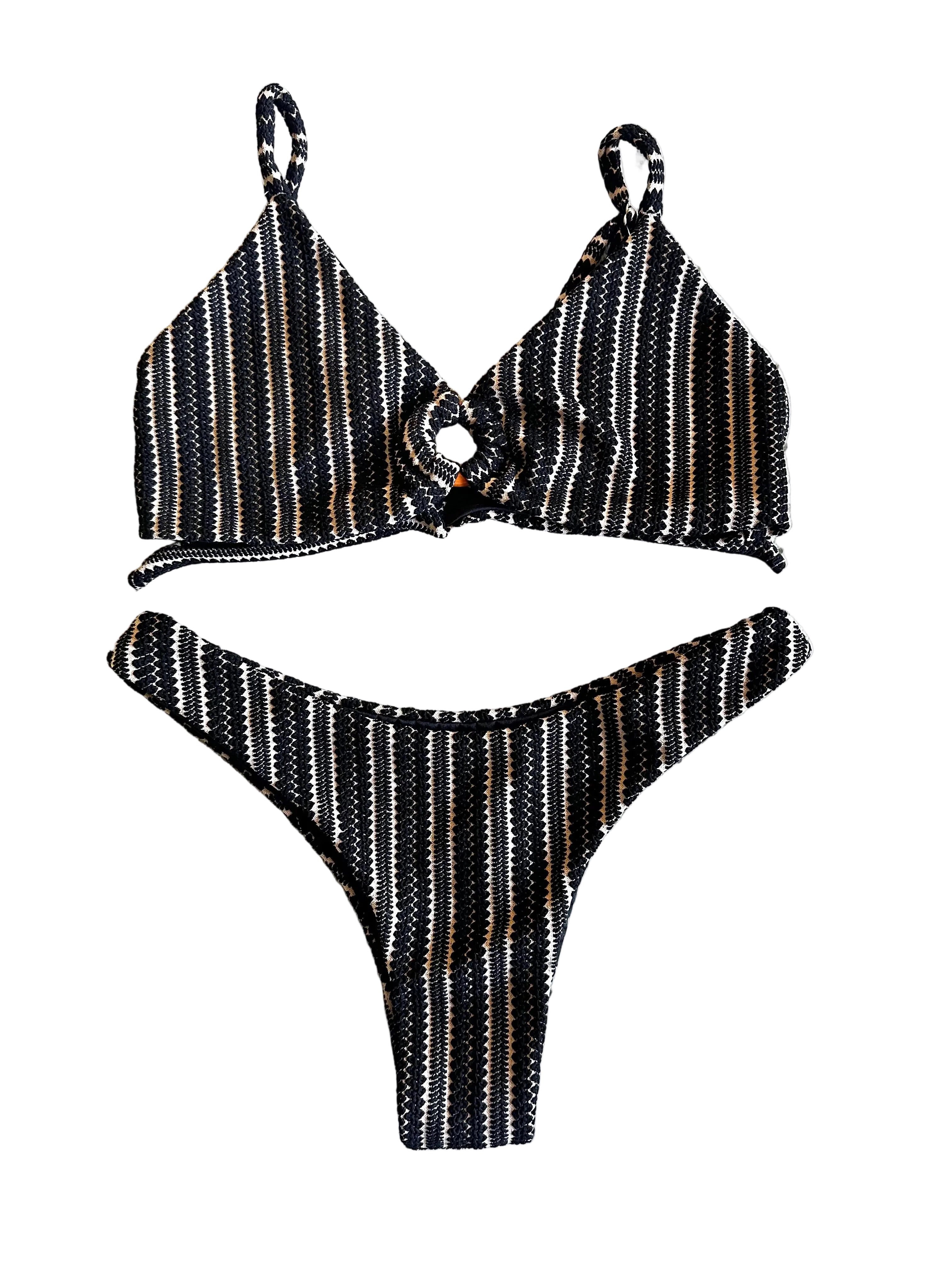 Biquini Mary Preto e Bege