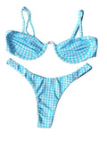 Biquini Gabriela Vichy Azul e Branco
