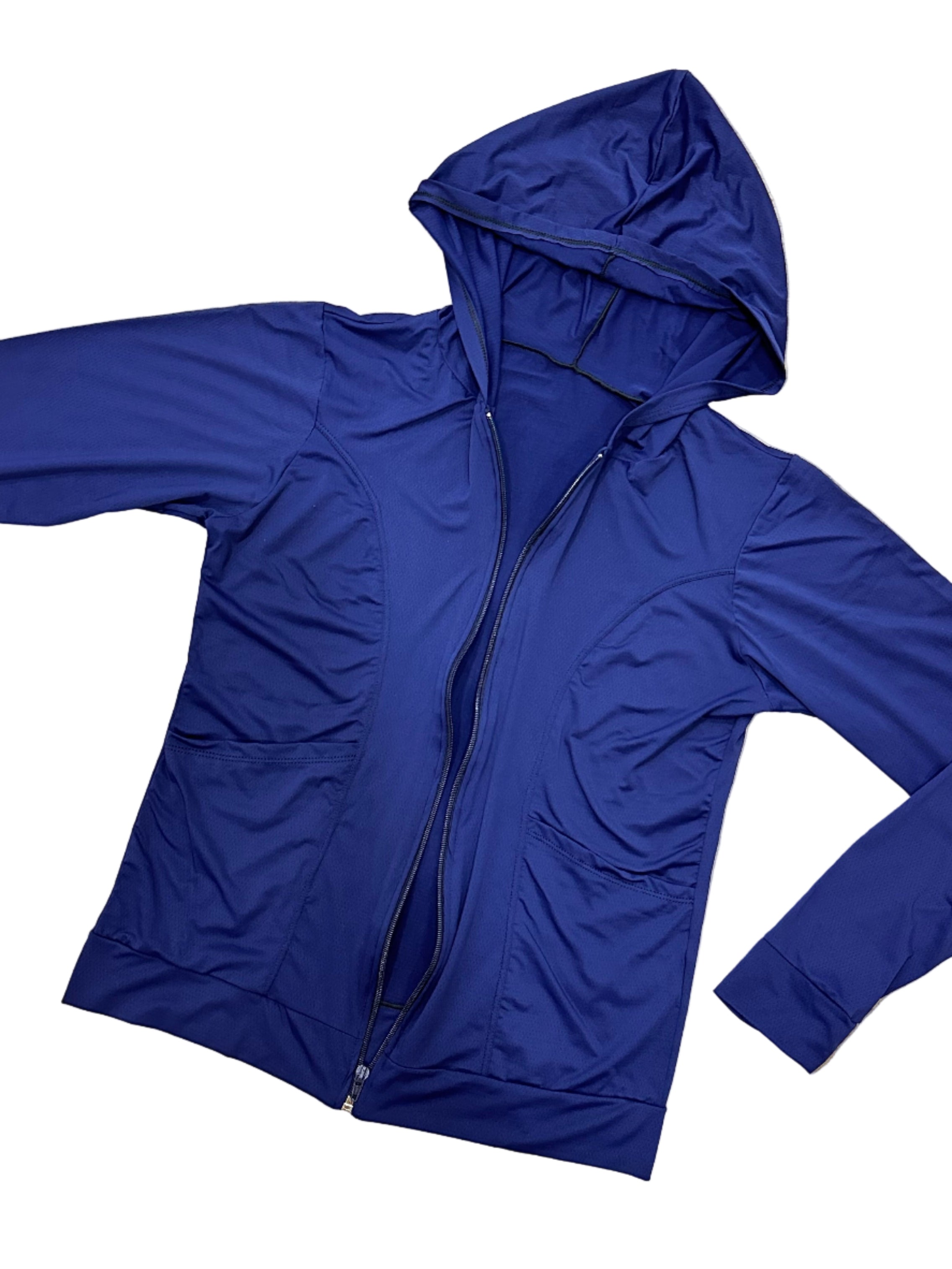 Casaco com capuz azul