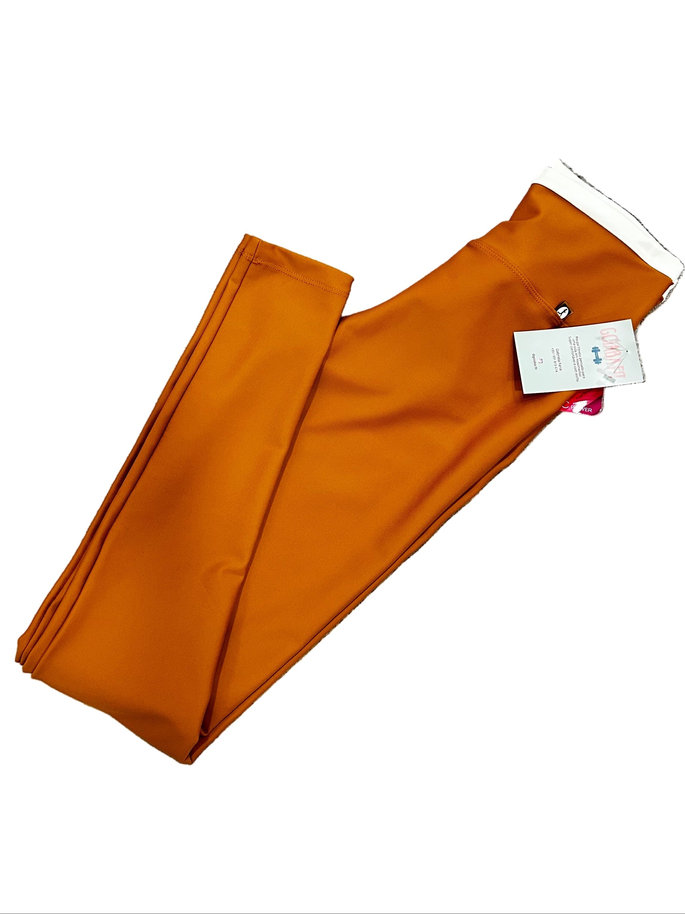 Legging cós duplo caramelo e off-white
