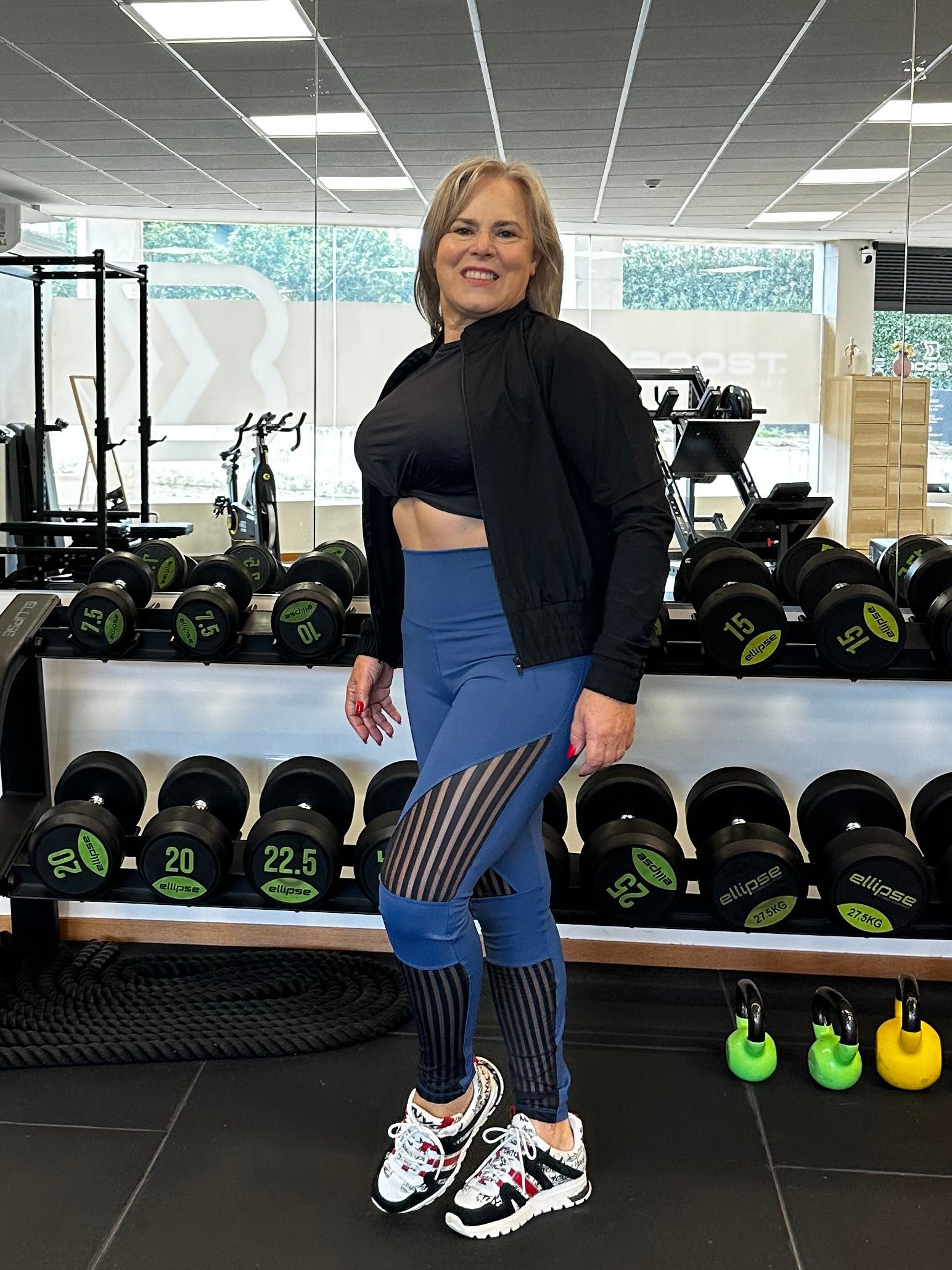 Legging com rede azul