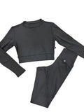Conjunto canelado cinza