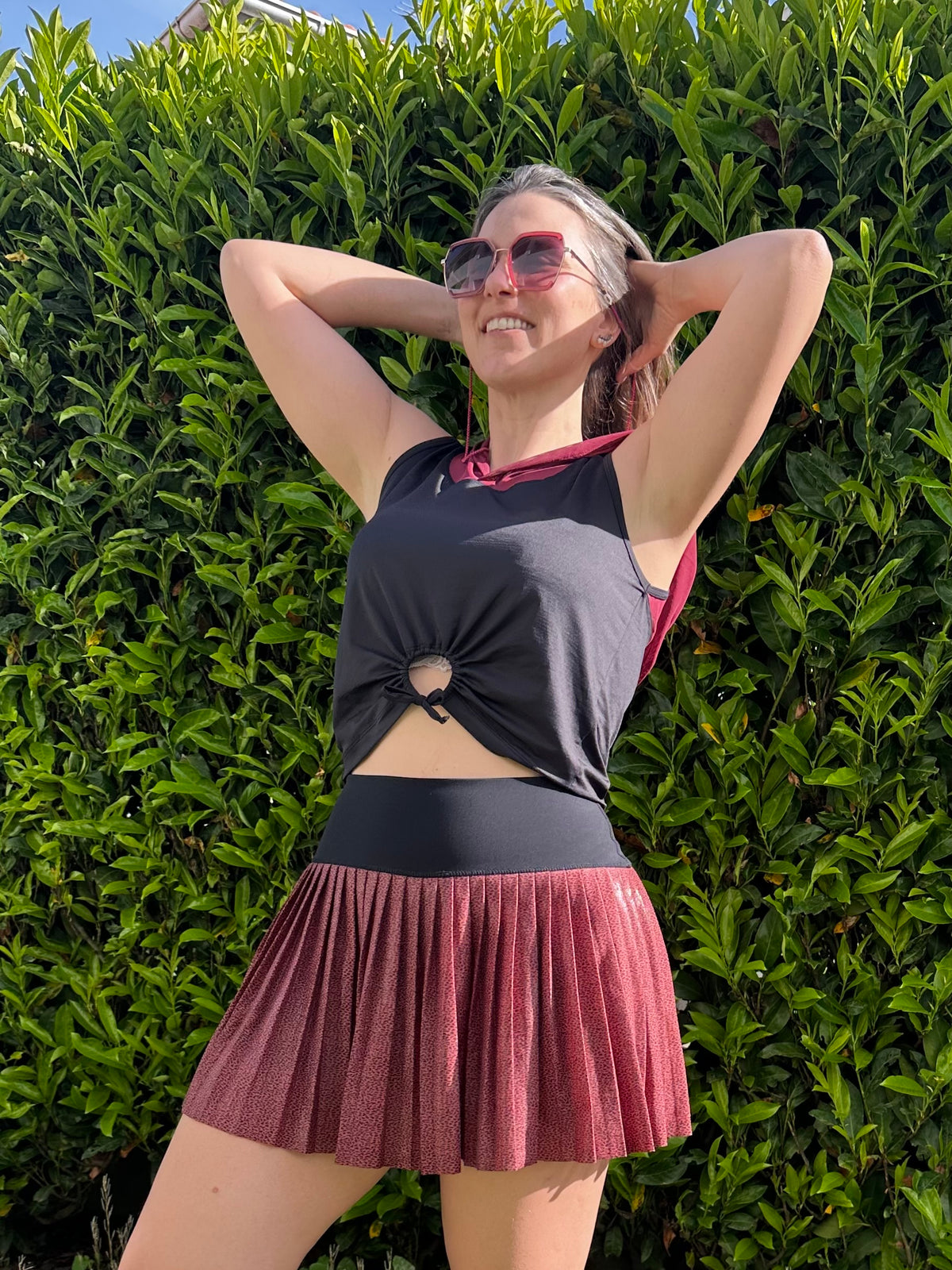 Cropped Preto e Vinho