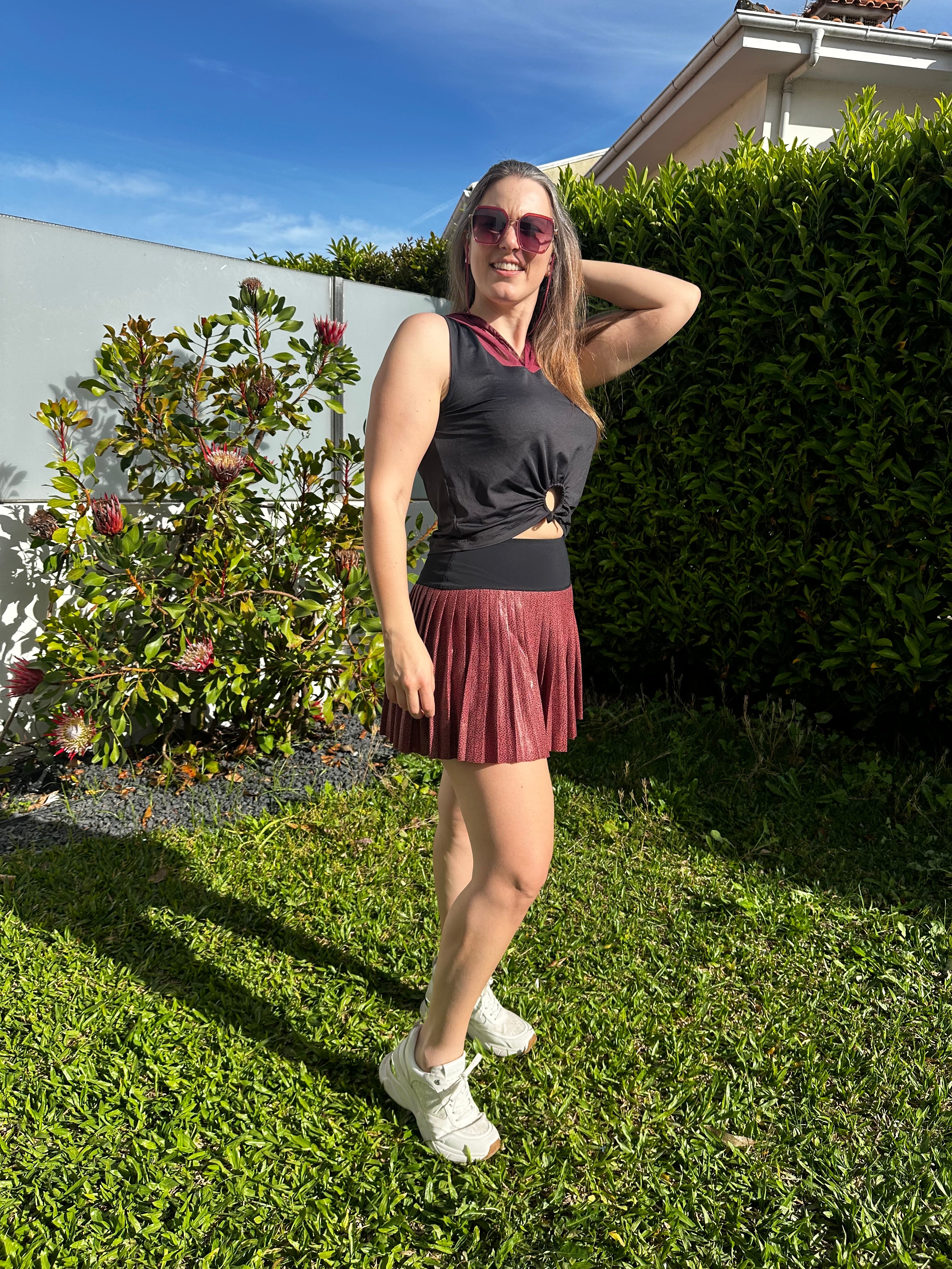 Cropped Preto e Vinho