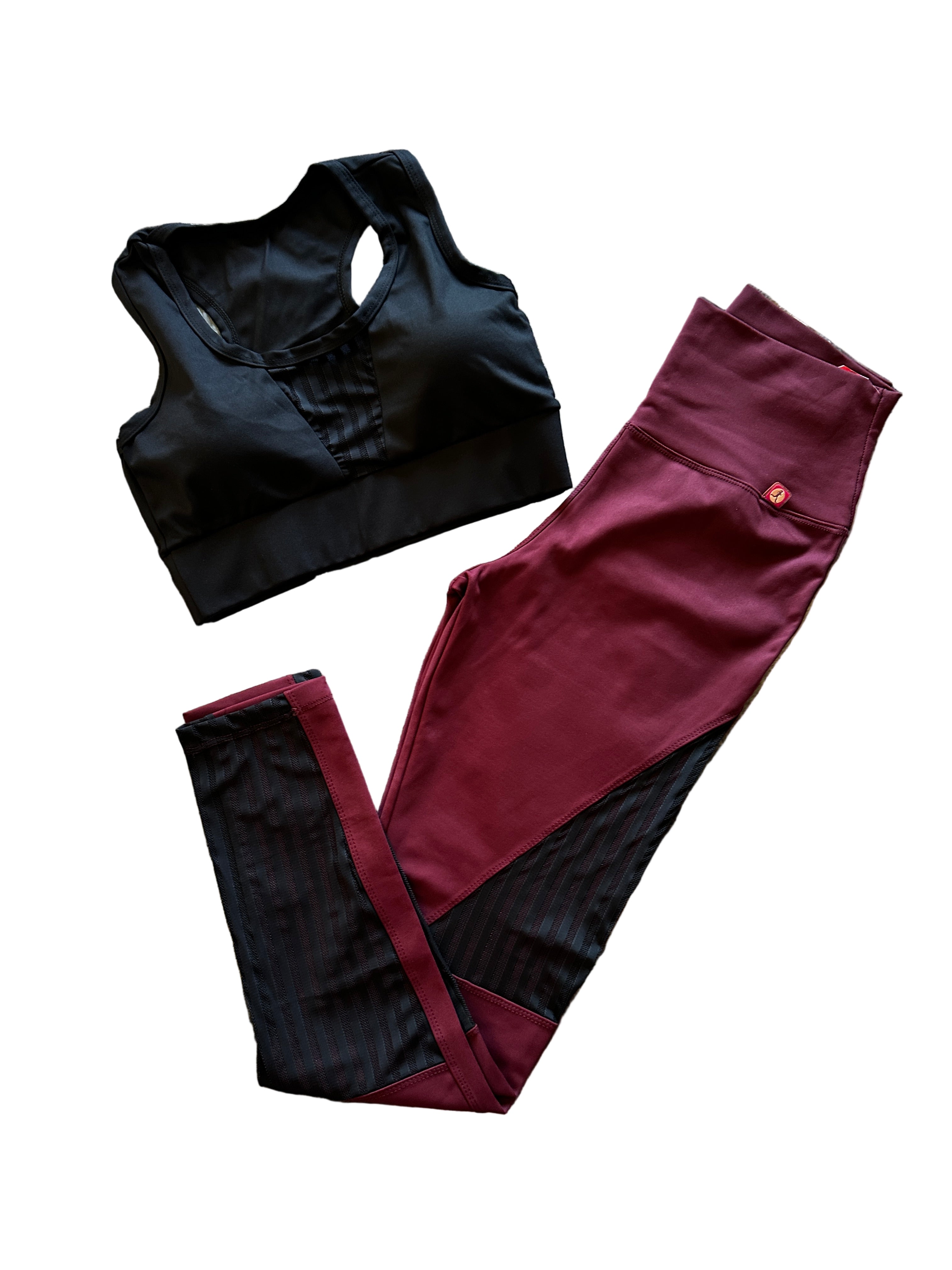 Legging com rede bordeaux