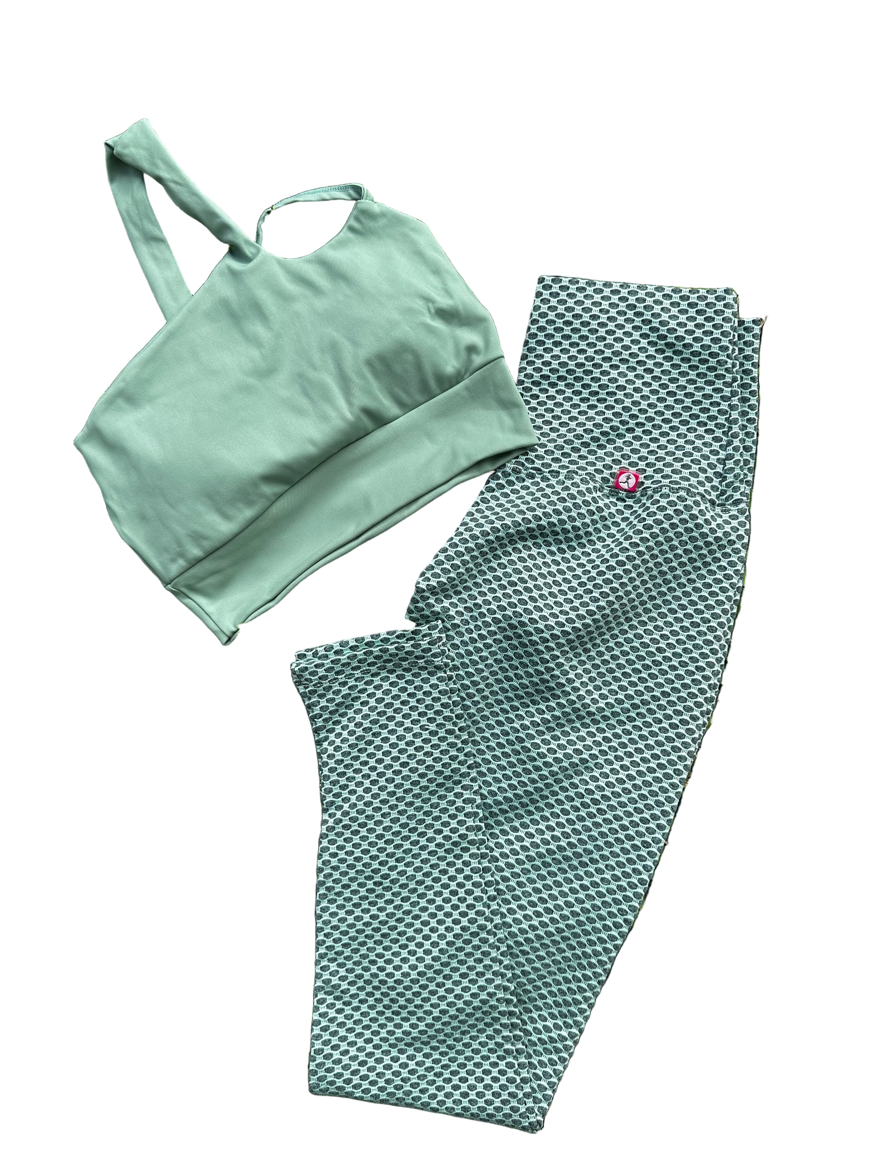 Legging franzida verde