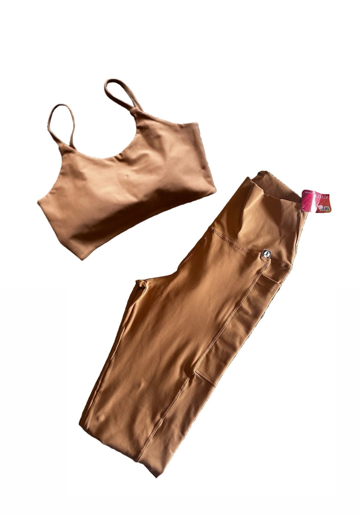 Legging cappuccino lisa com bolsos