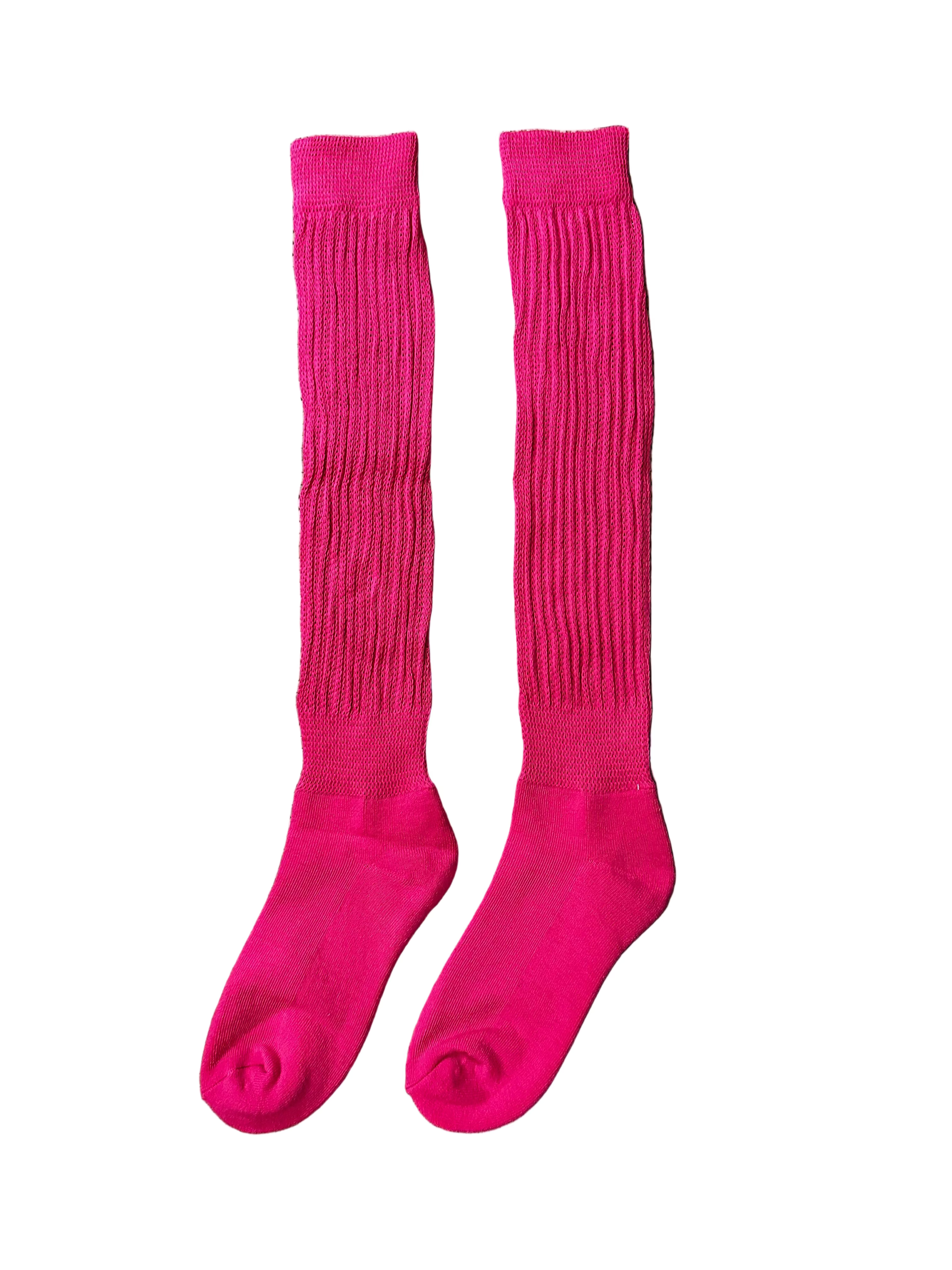 Meia canelada rosa forte