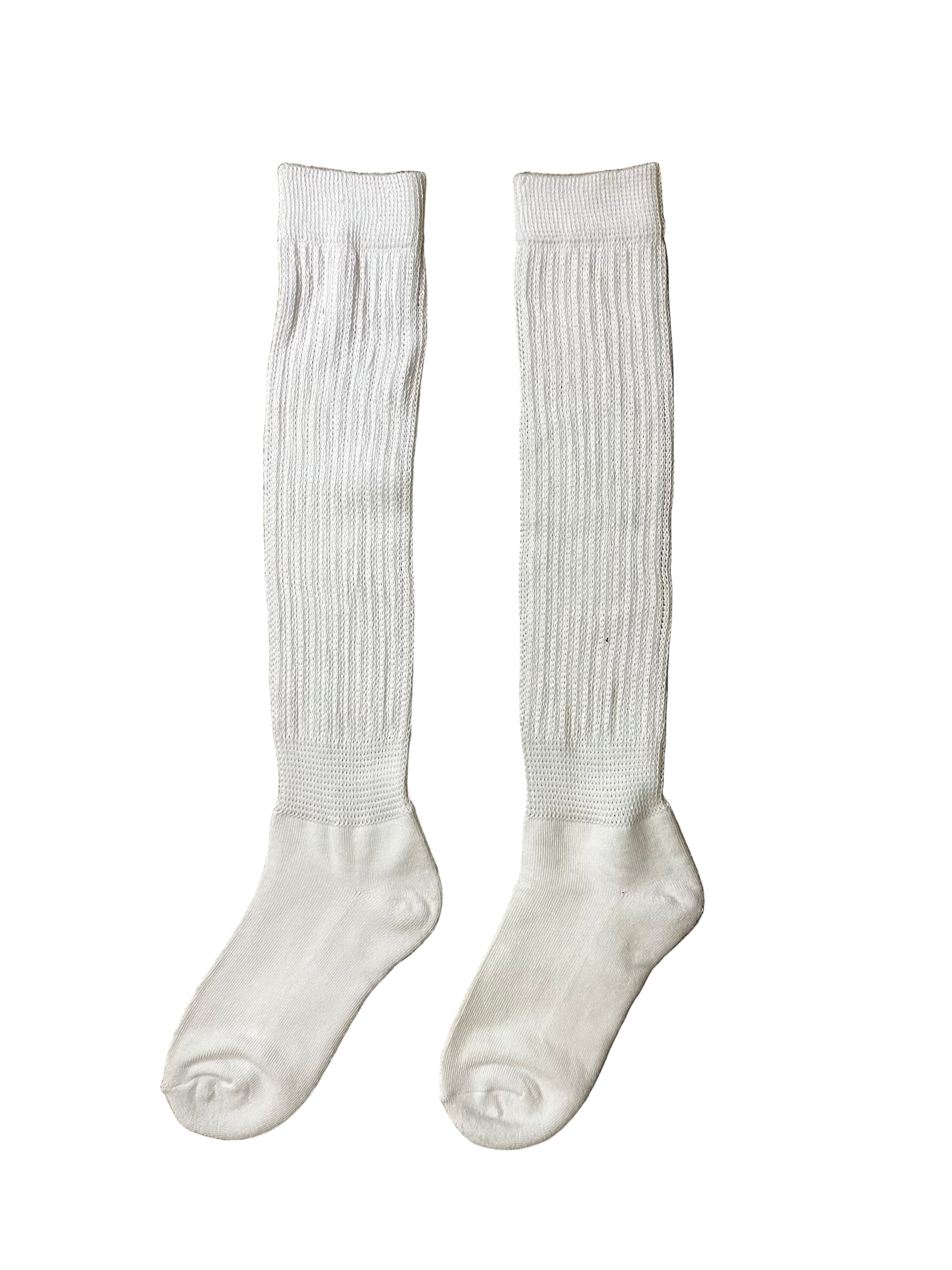 Meia canelada branca