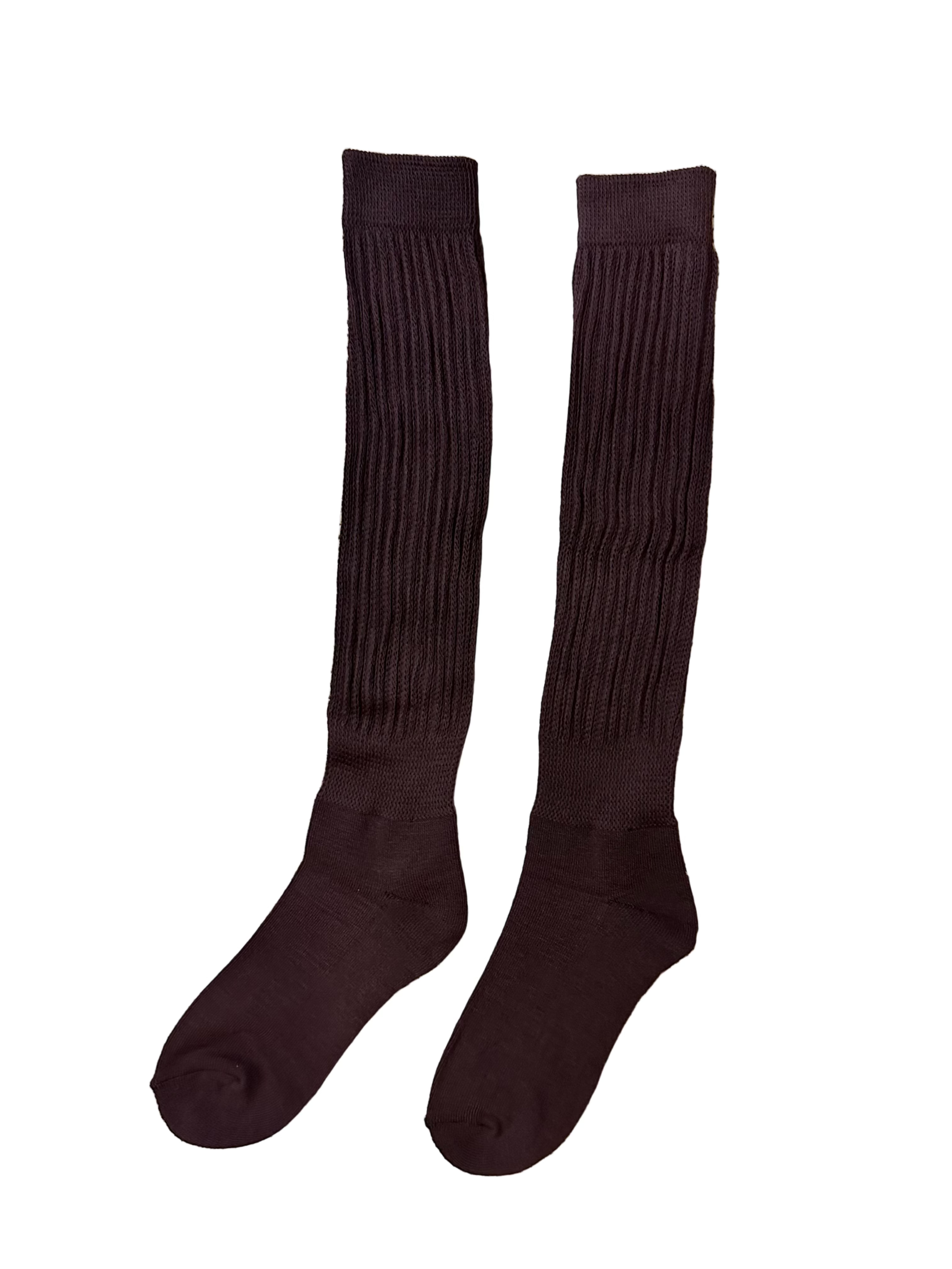 Meia canelada castanho