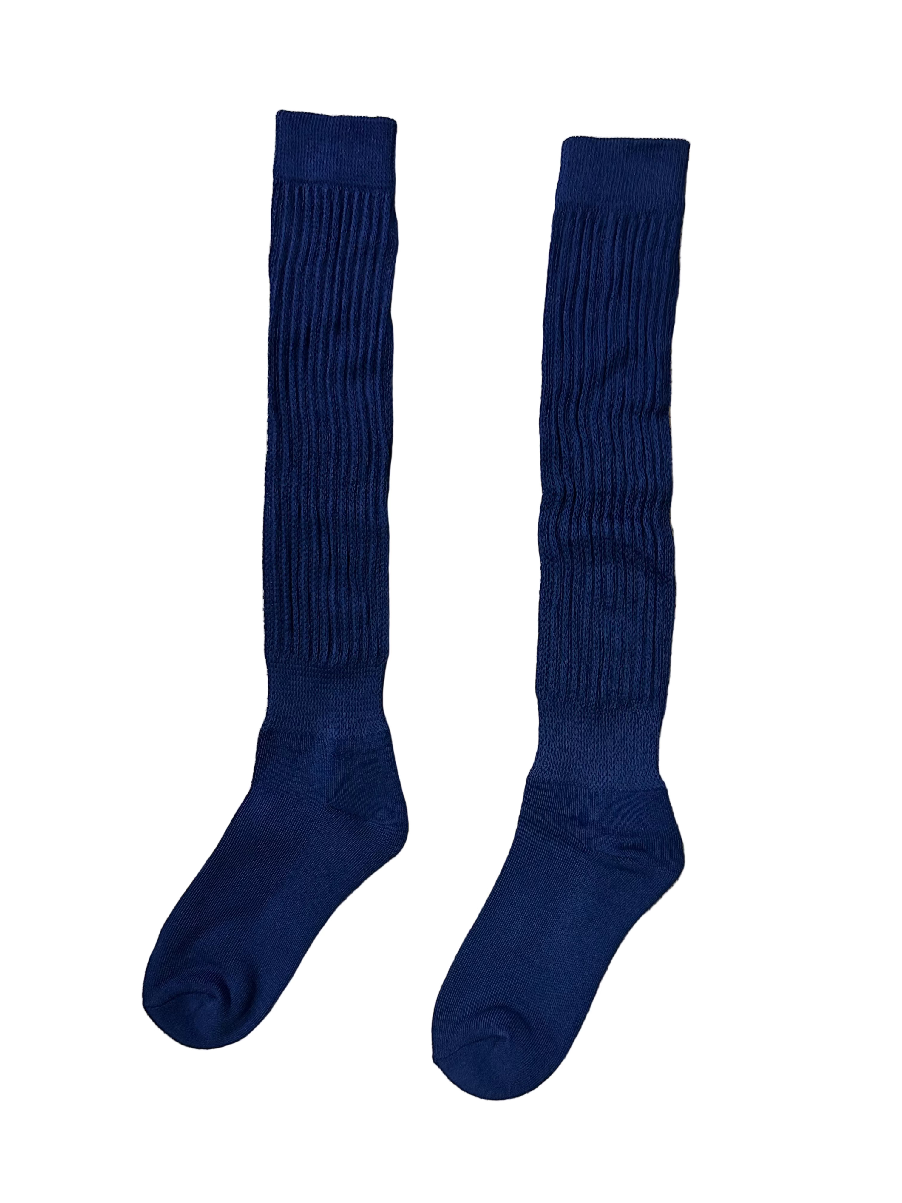 Meia canelada azul marinho