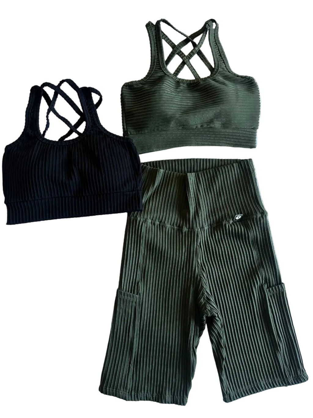 Calção Ciclista verde canelado com bolsos