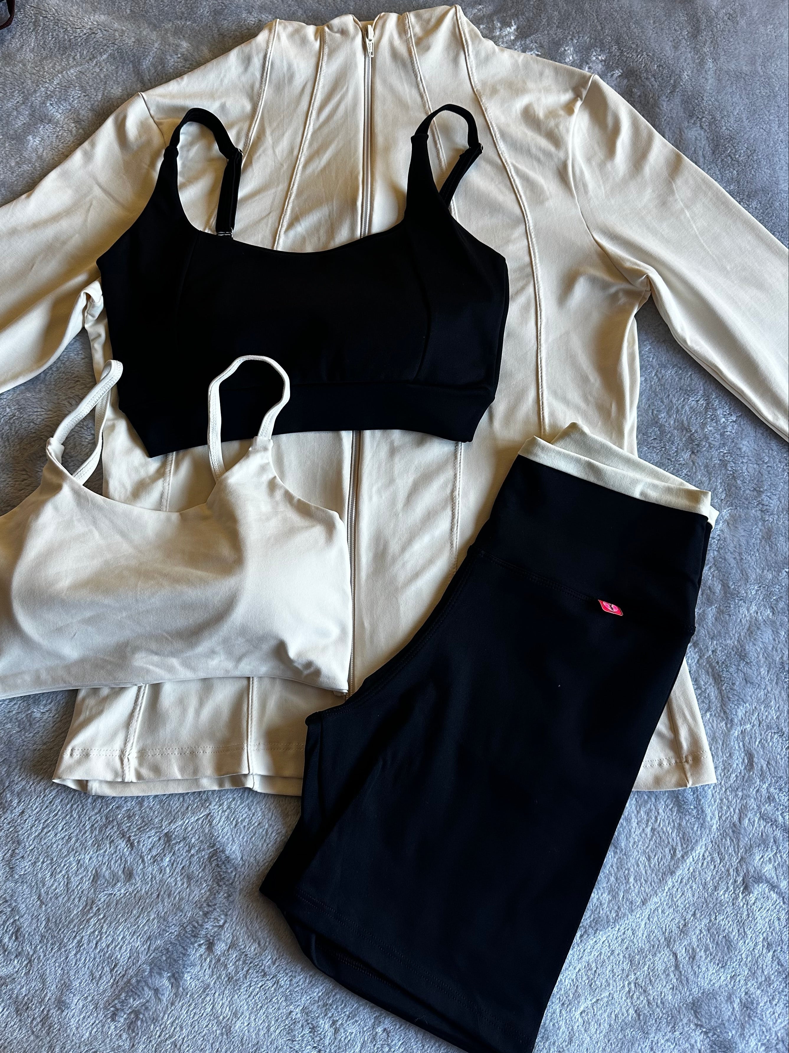 Calção ciclista preto com cós duplo off-white