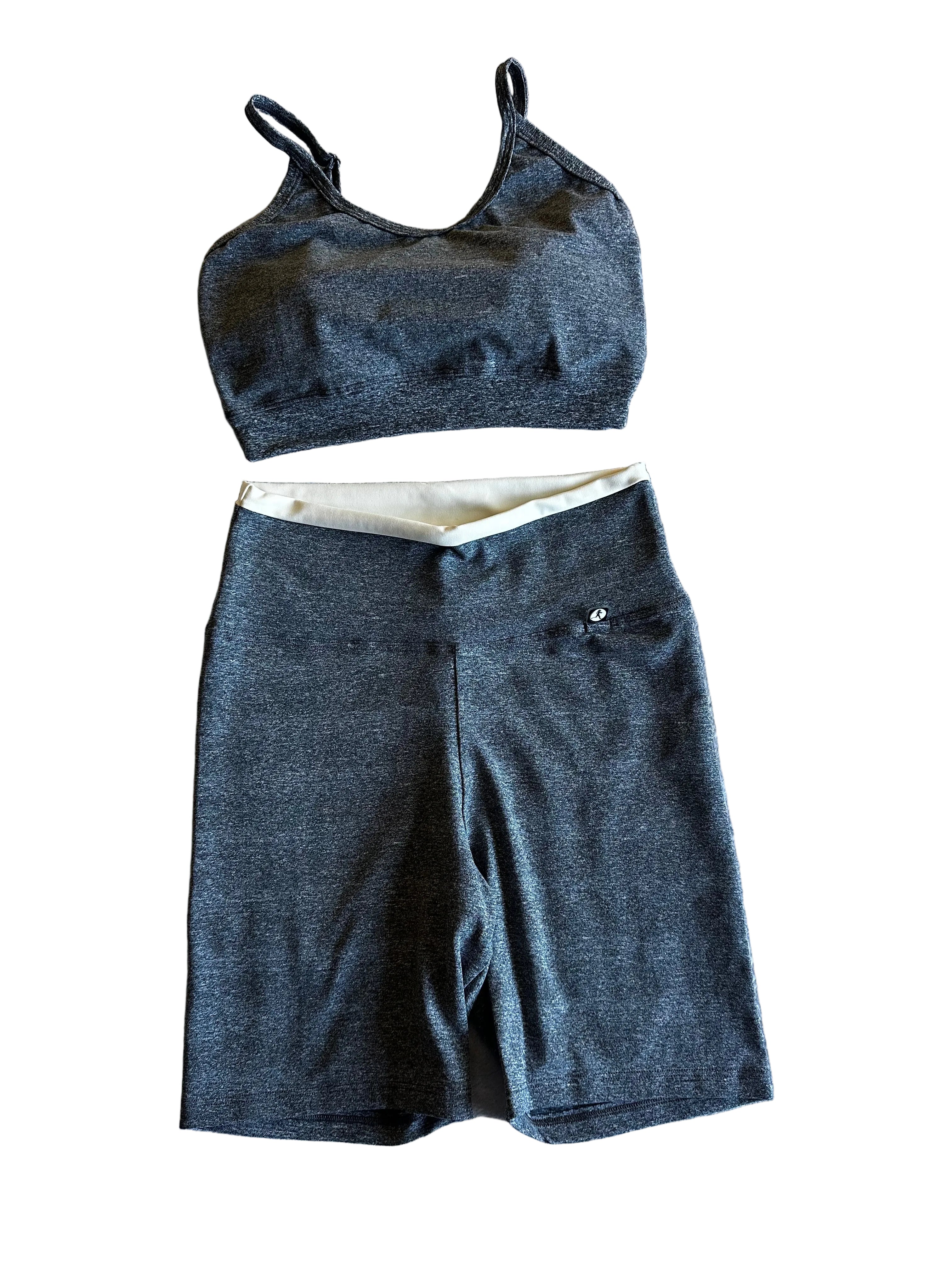 Calção Ciclista cinza cós-duplo