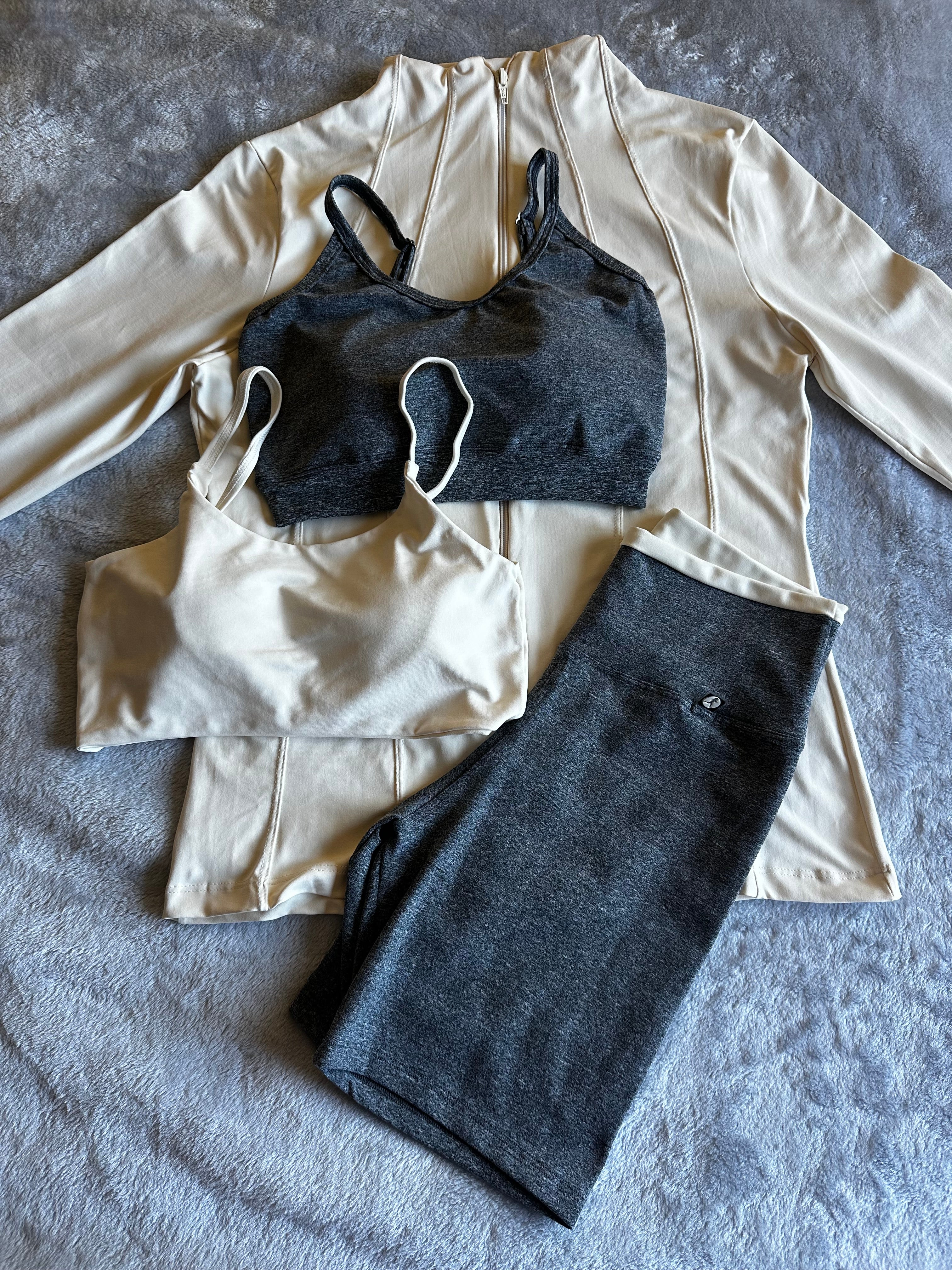 Calção Ciclista cinza cós-duplo