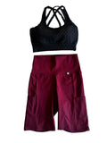 Conjunto vinho e preto