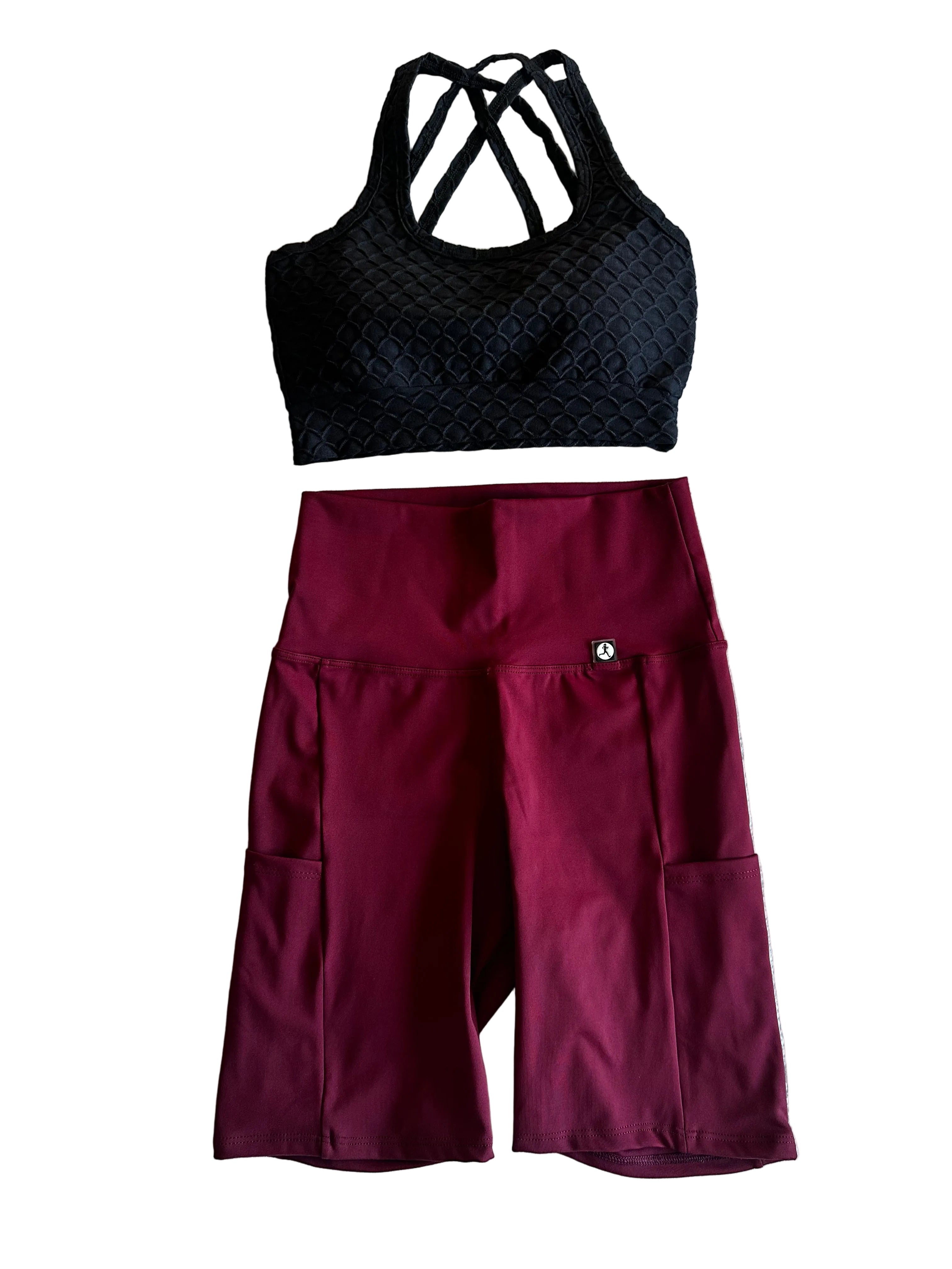 Calção Ciclista vinho com bolsos