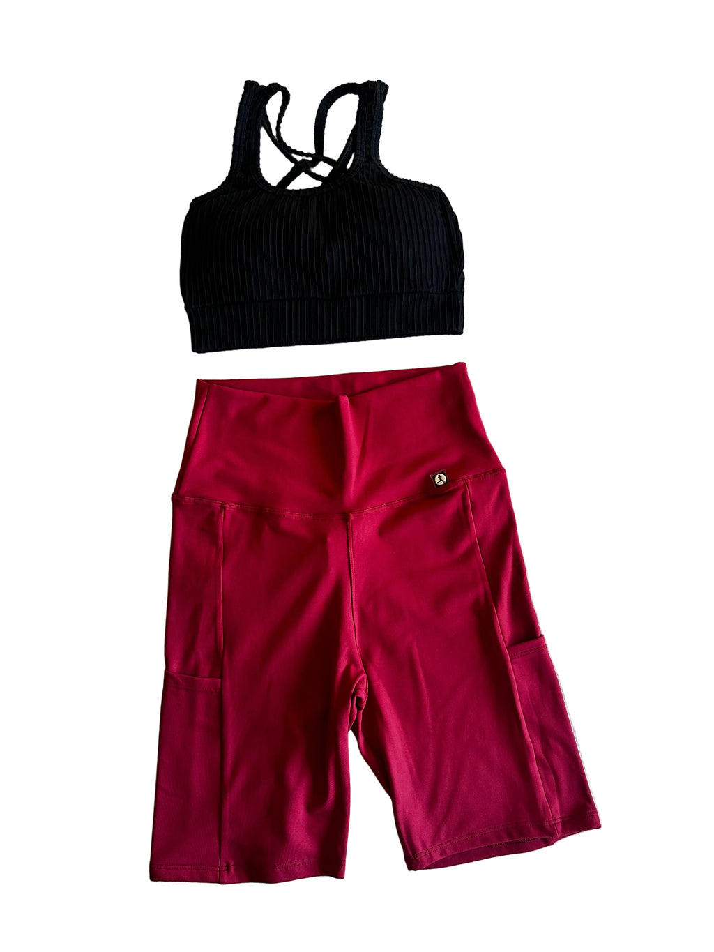 Calção Ciclista vermelho com bolsos