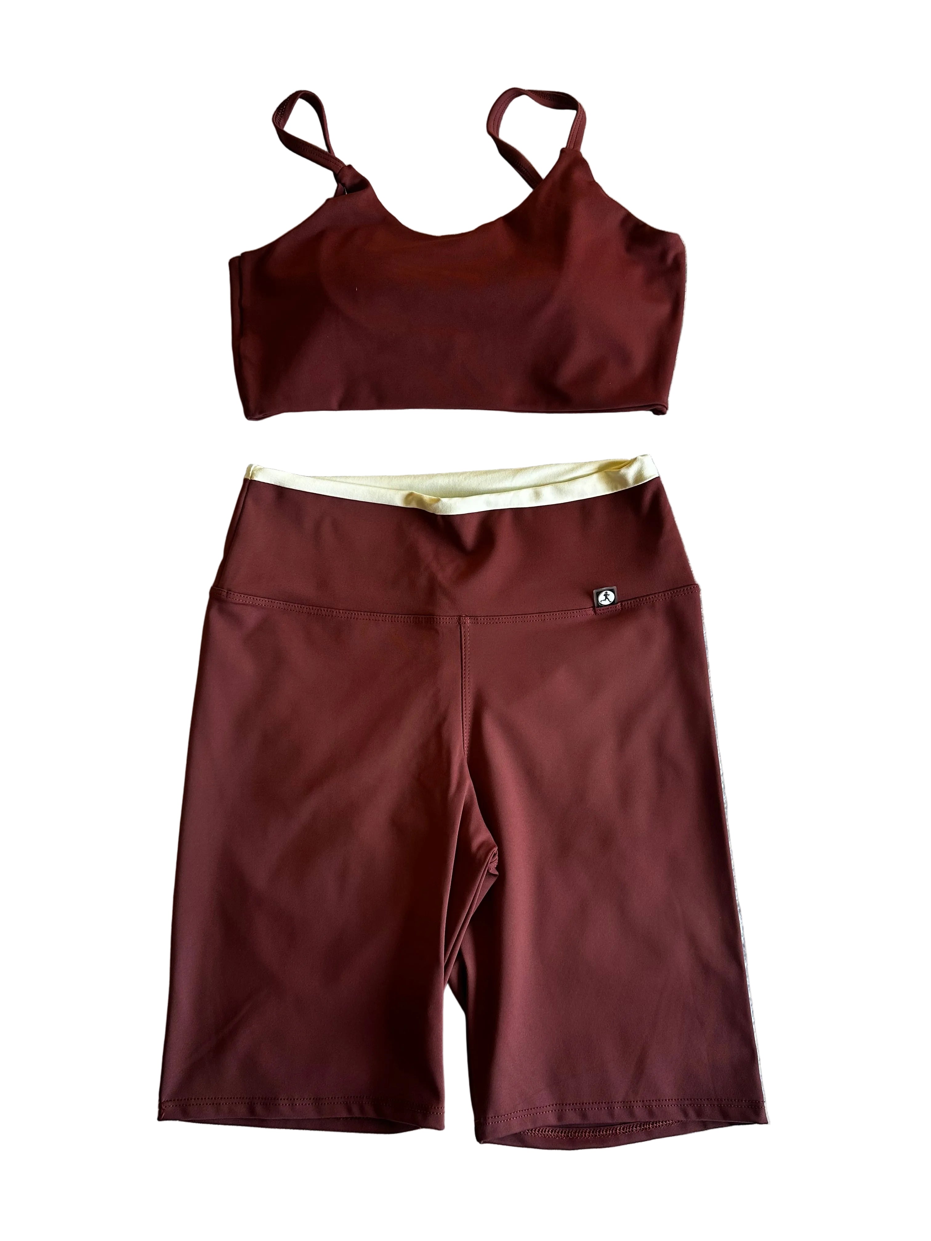 Calção Ciclista castanho cós-duplo