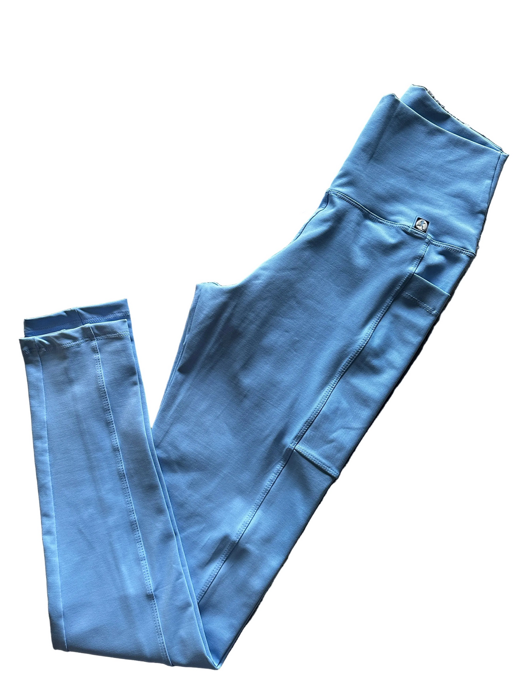 Legging azul lisa com bolsos