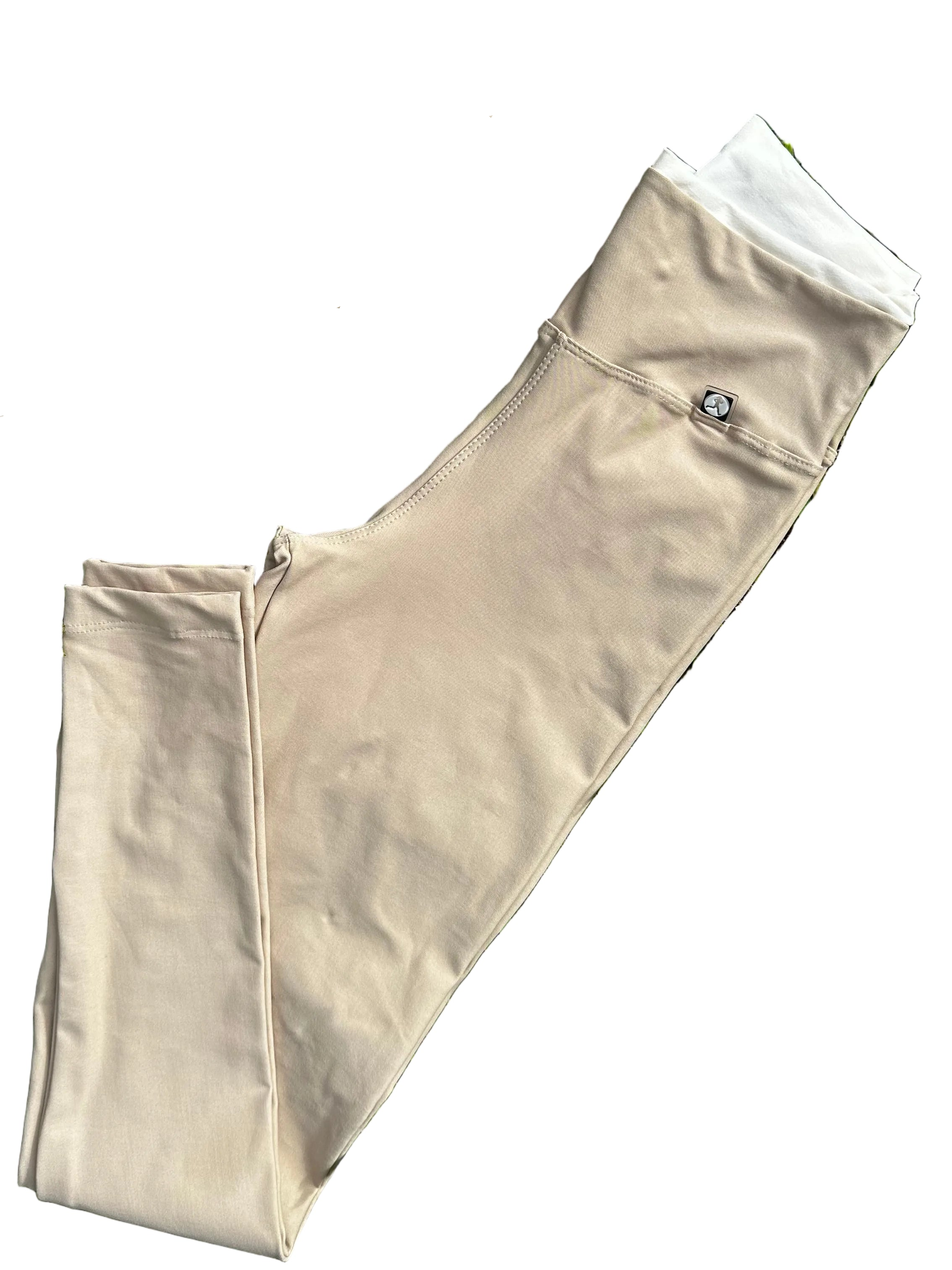 Legging creme cós-duplo off white.