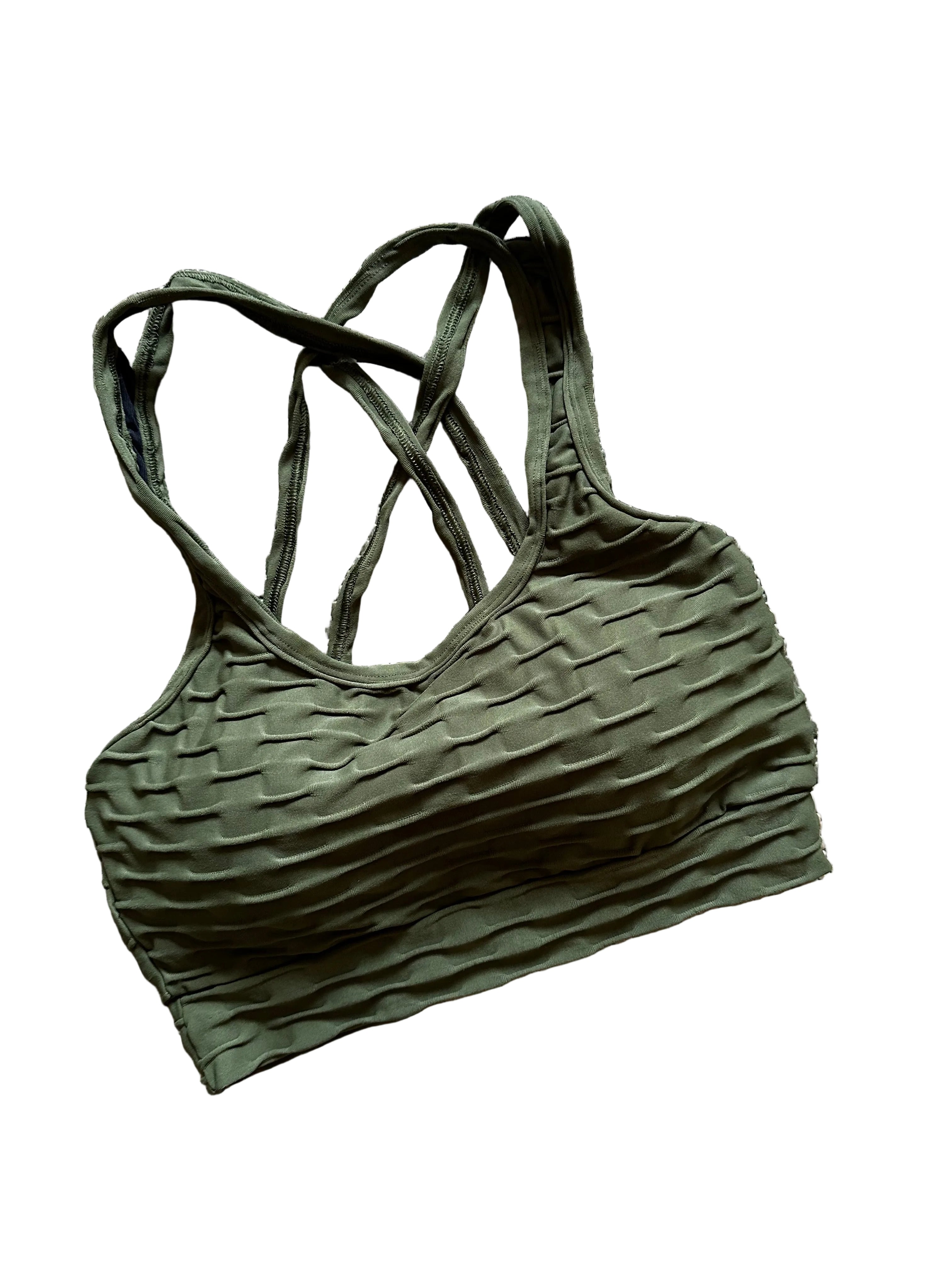 Top brocado verde seco