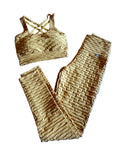 Conjunto brocado mostarda