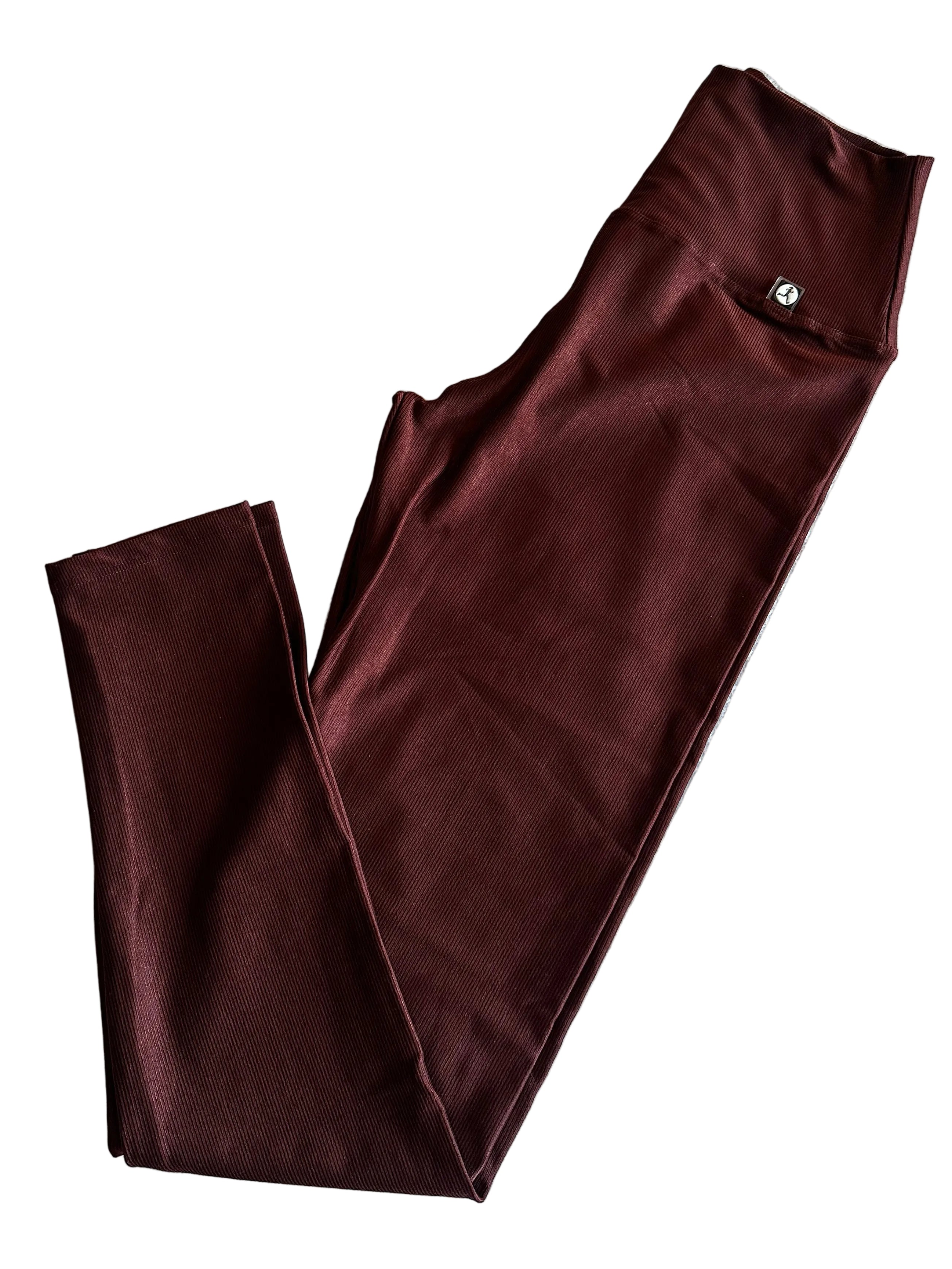 Legging micro-canelada castanha