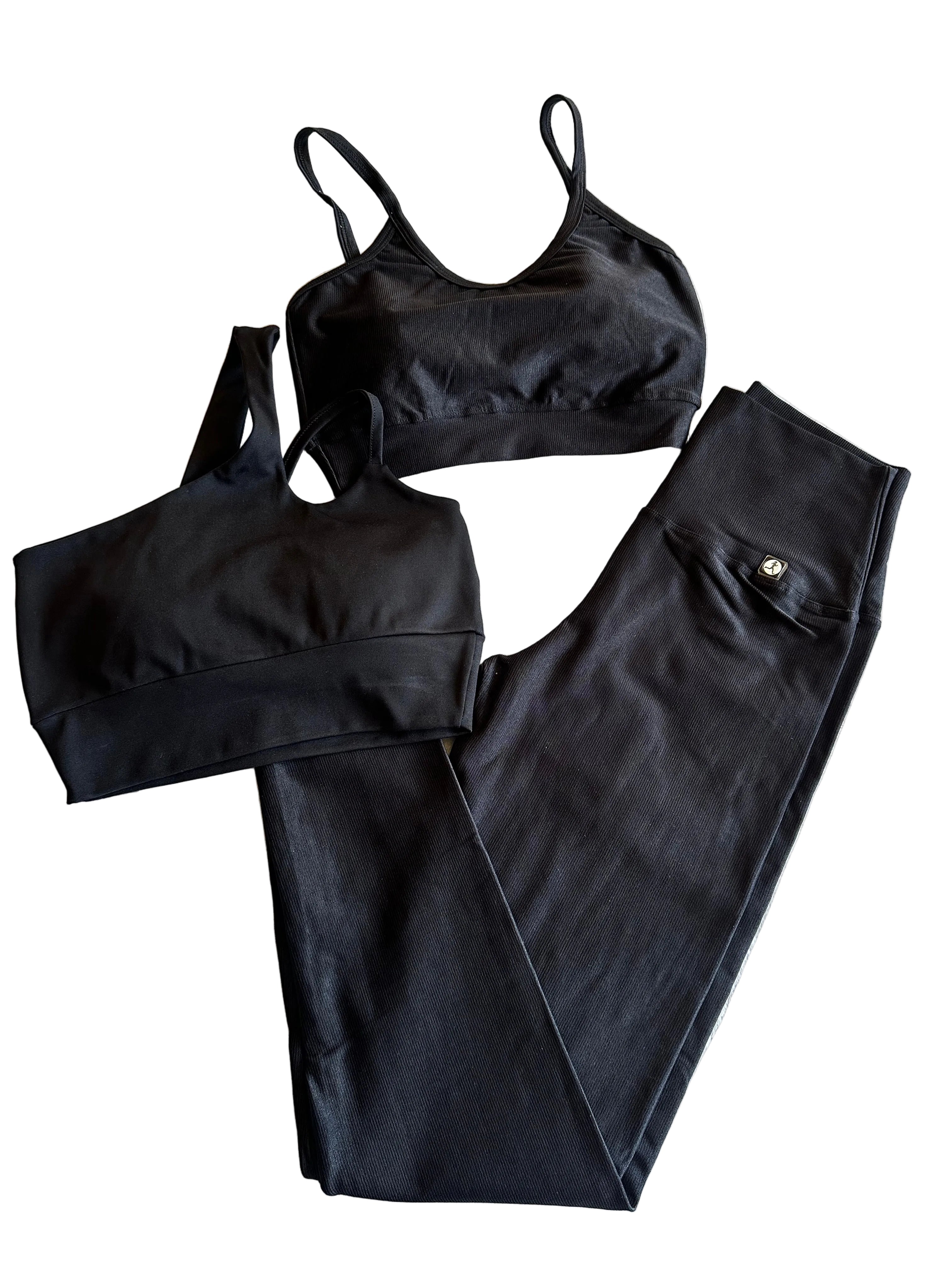 Legging micro-canelada preta