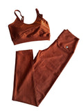 Conjunto micro-canelado caramelo