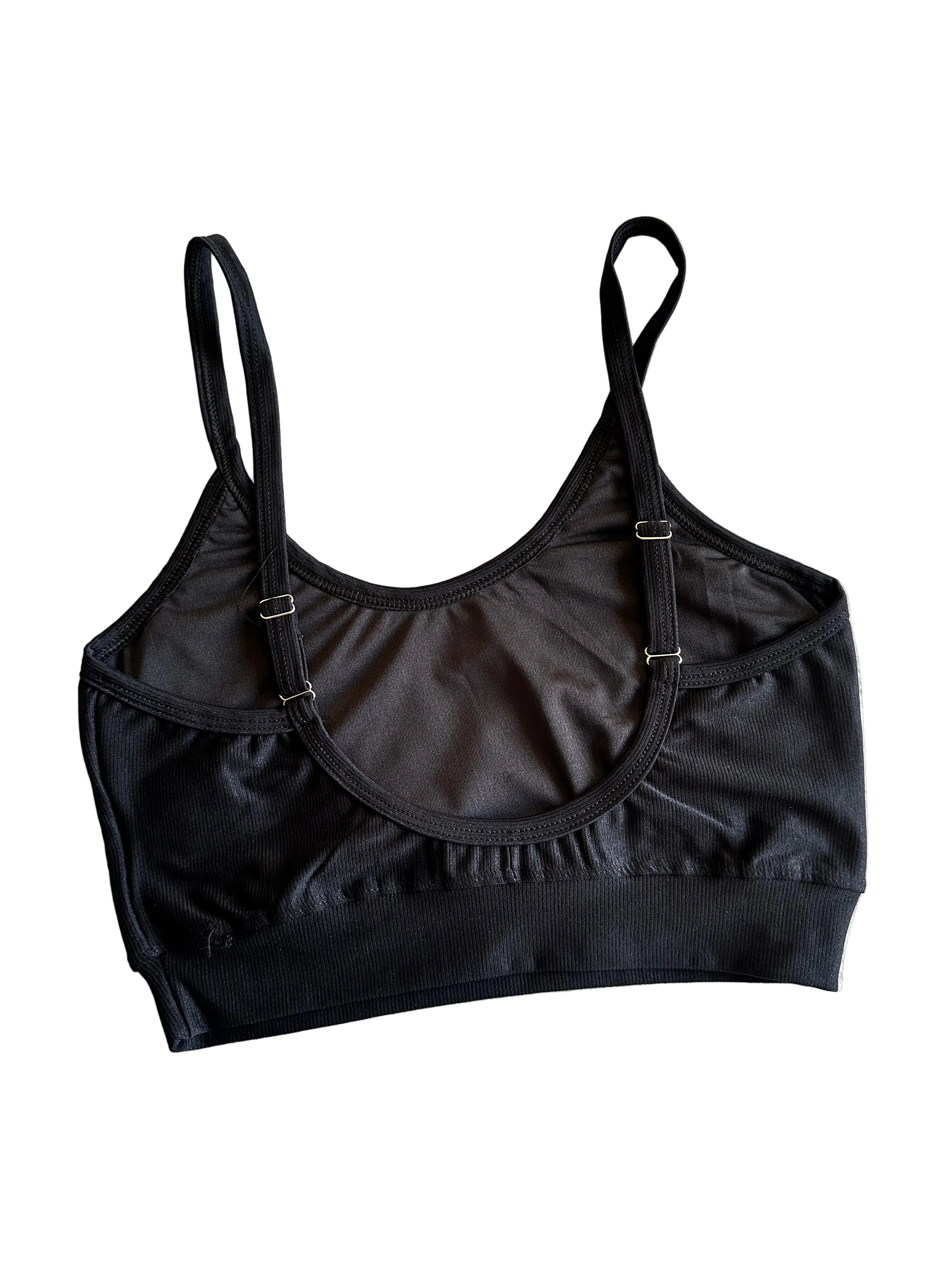 Top micro-canelado preto
