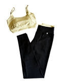 Conjunto preto com amarelo manteiga