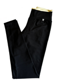 Legging cós-duplo preto com amarelo manteiga