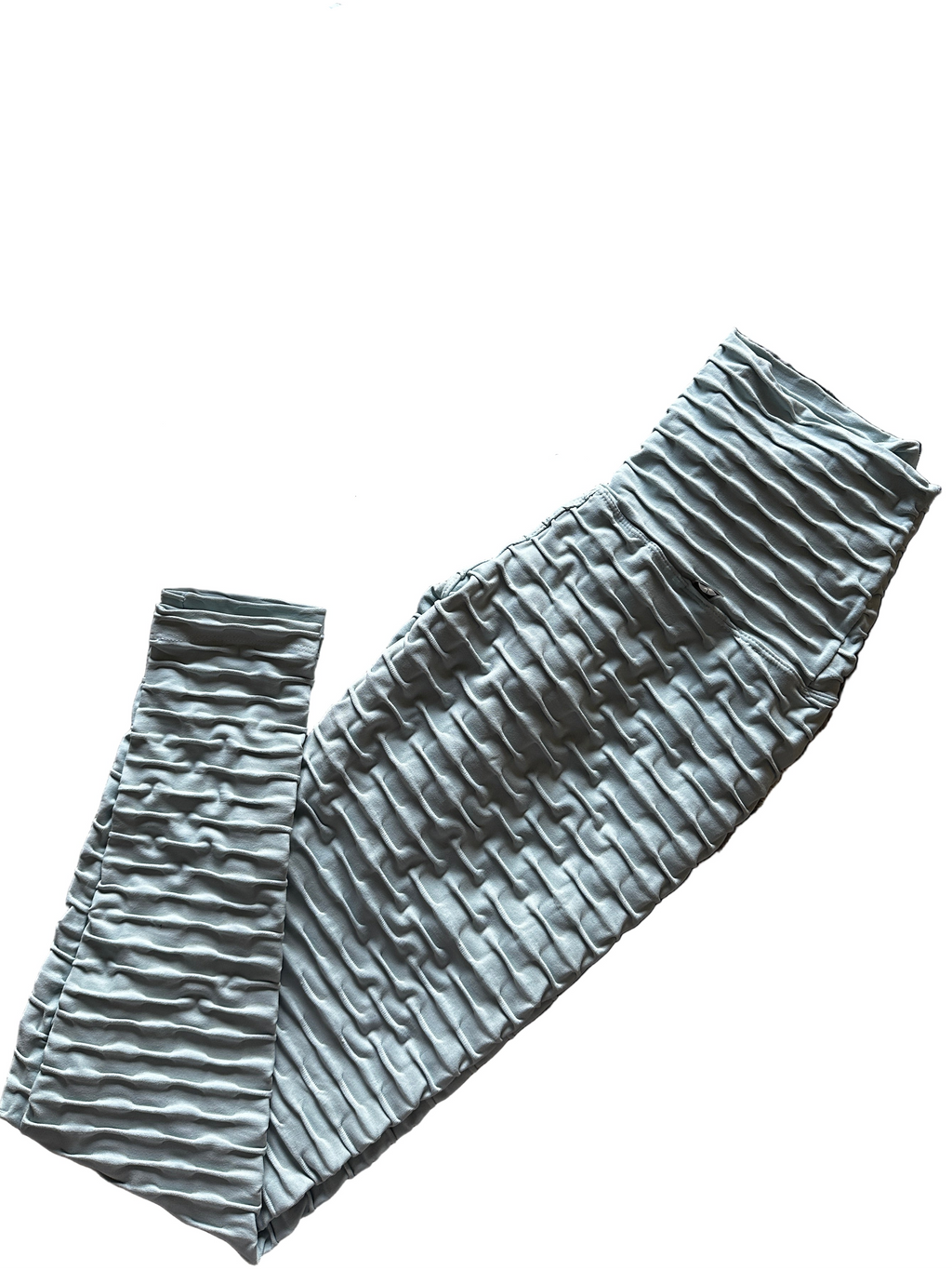 Legging brocada azul claro franzida